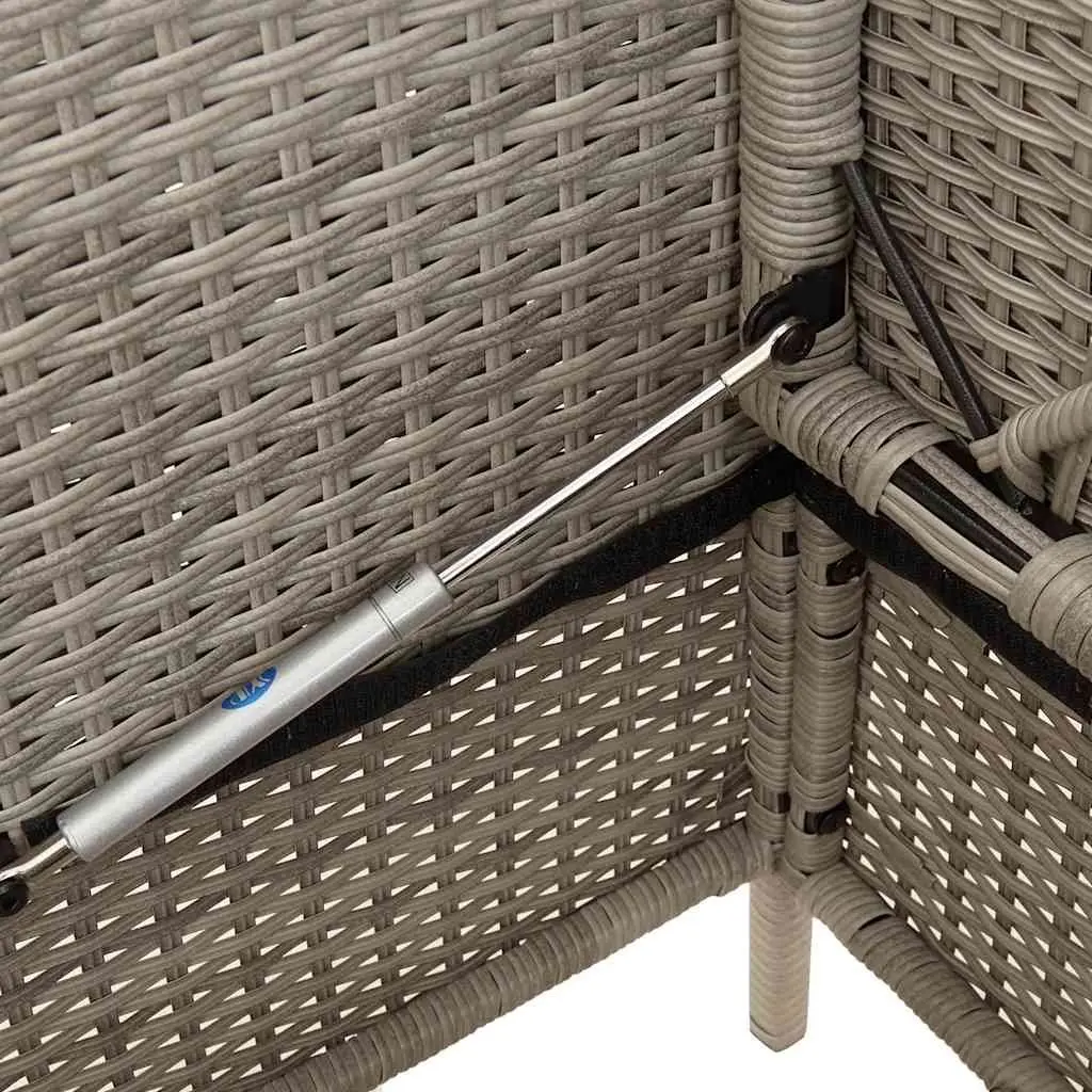 Outdoor Garden Bench with Storage Cushion Seat Poly Rattan Grey Patio Furniture
