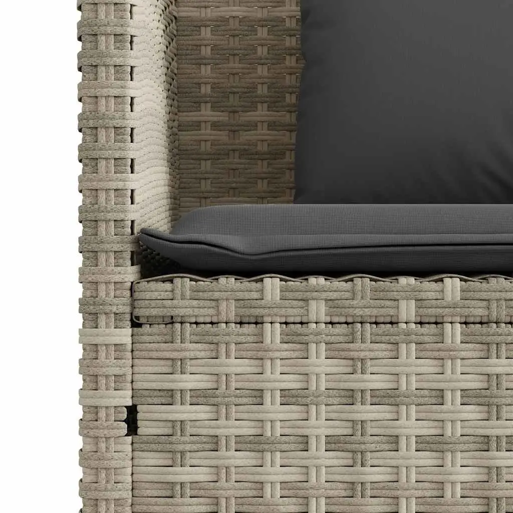 Outdoor Garden Bench with Storage Cushion Seat Poly Rattan Grey Patio Furniture