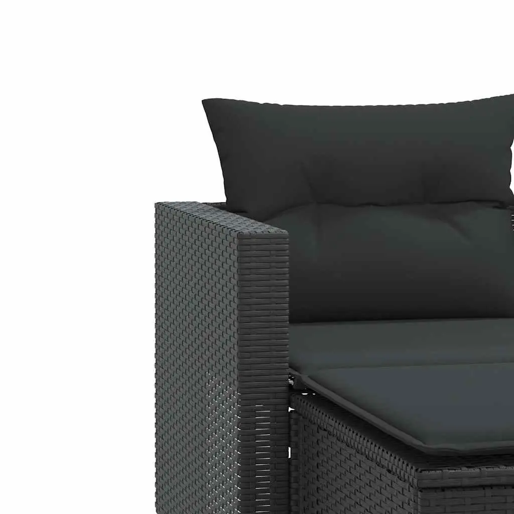 Garden Sofa 2-Seater with Stools Black Outdoor Lounge