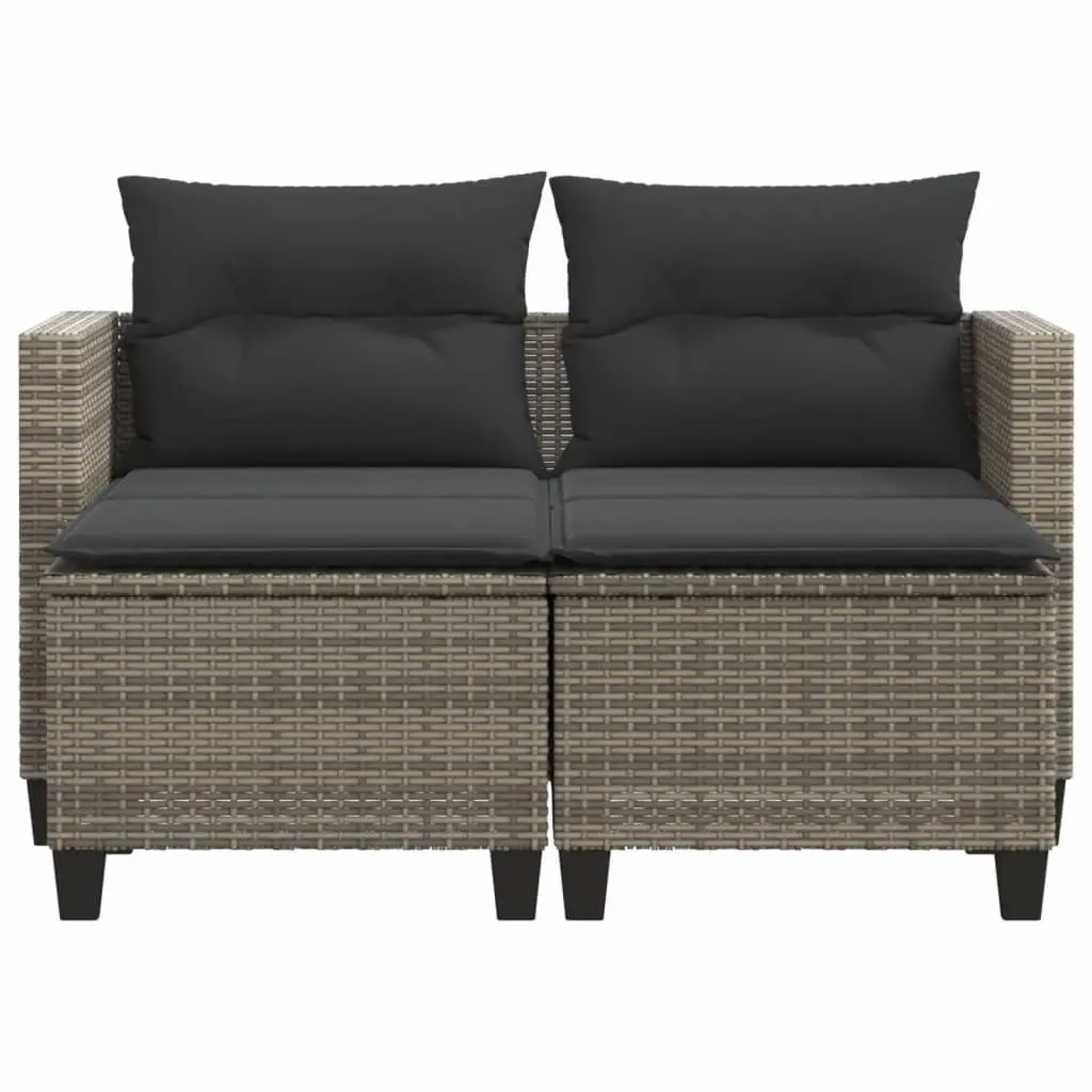 Grey 2-Seater Outdoor Sofa with Stools