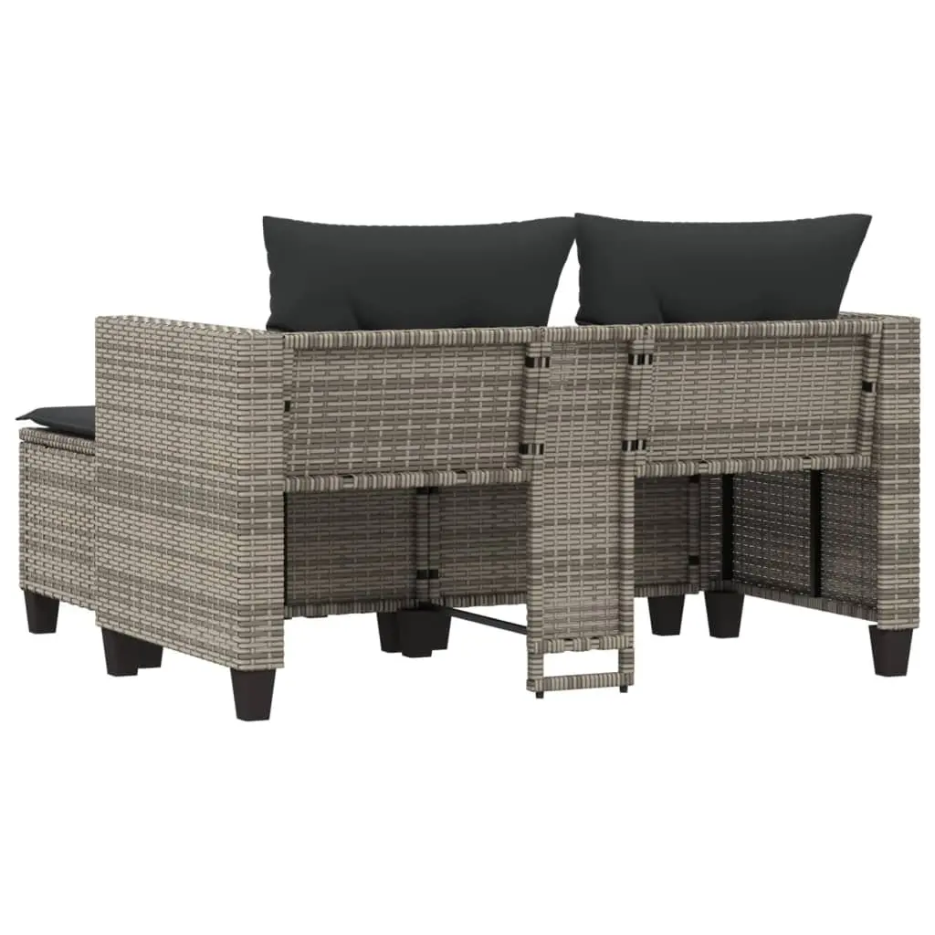 Grey 2-Seater Outdoor Sofa with Stools