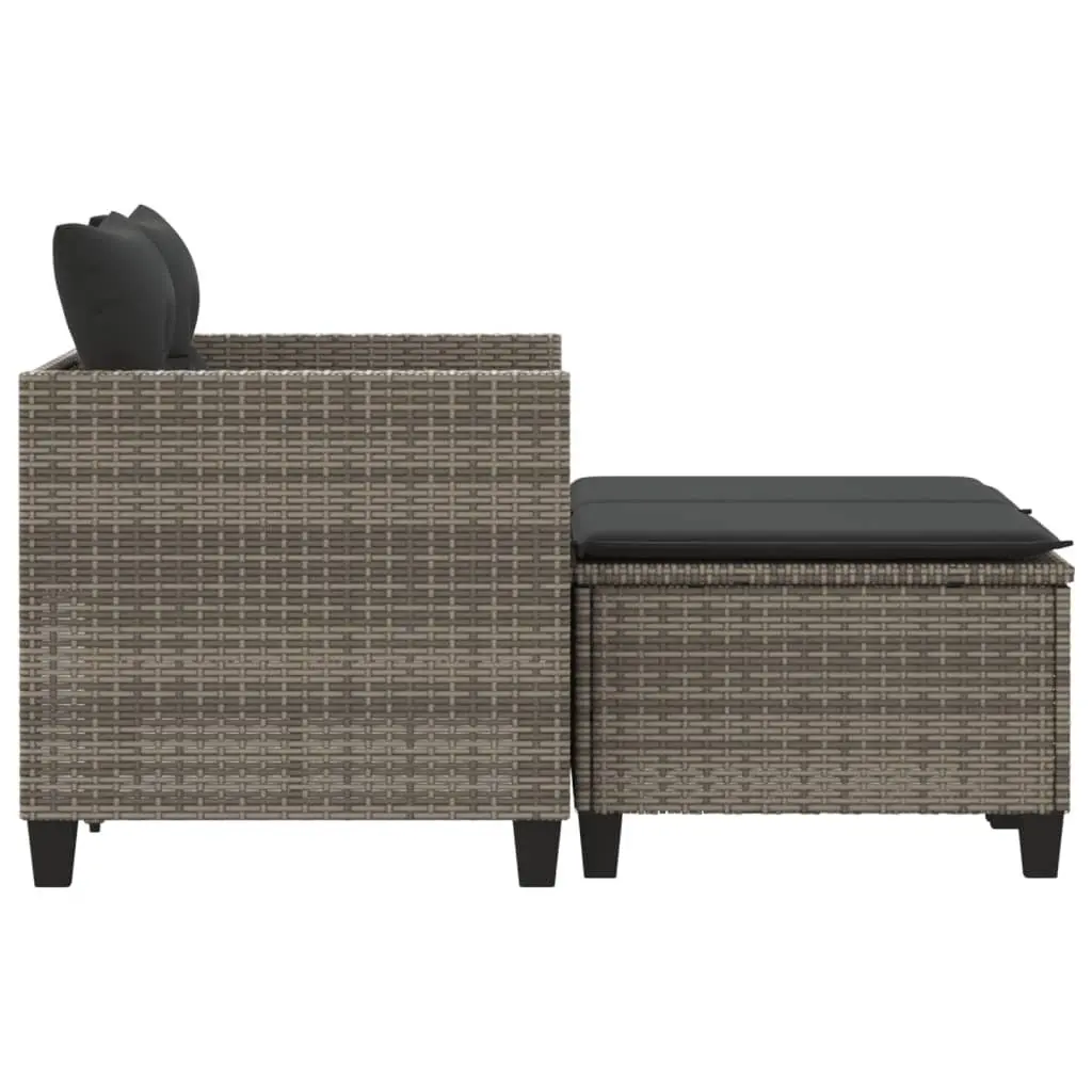 Grey 2-Seater Outdoor Sofa with Stools