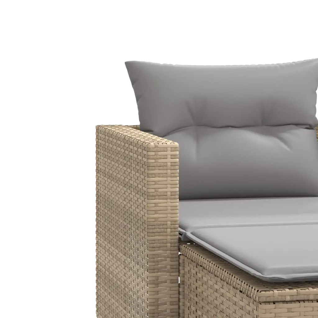 Outdoor 2-Seater Sofa with Stools Beige Poly Rattan Garden Furniture