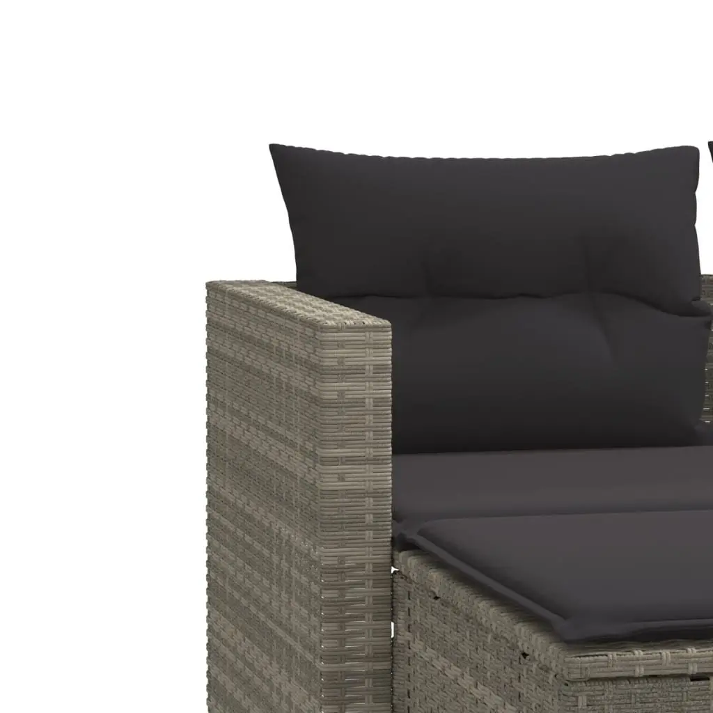 Grey PE Rattan 2-Seater Garden Sofa with Stools