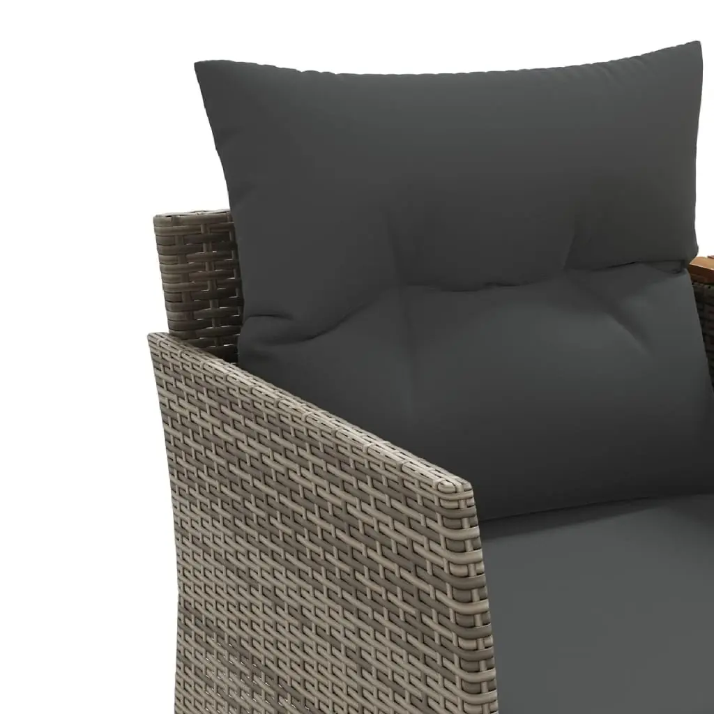Garden Sofa 2-Seater with Stools Grey Poly Rattan Outdoor Patio Furniture