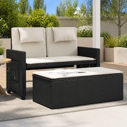Outdoor Loveseat with Sofa Bed Functionality - Black