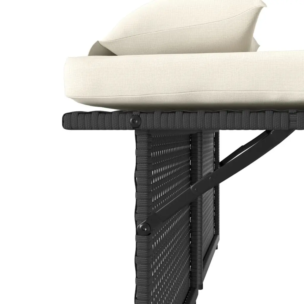 Reclining Outdoor Garden Bench 2-in-1 Loveseat Sofa Bed with Cushions Black