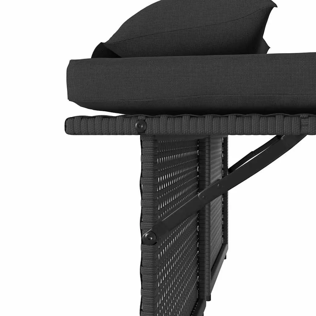 Outdoor Reclining Garden Bench Loveseat Sofa Bed with Adjustable Backrest Black