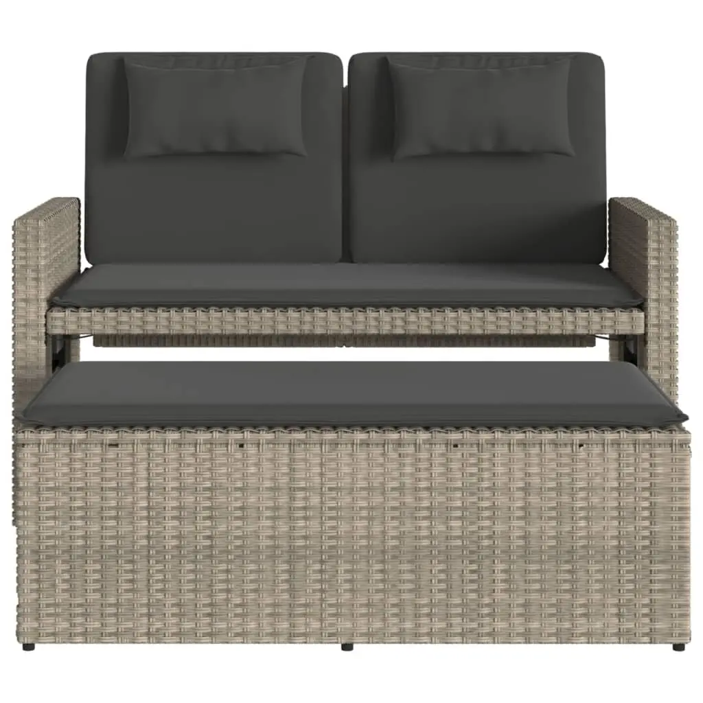 Reclining Outdoor Garden Bench Loveseat Sofa Bed with Cushions Grey