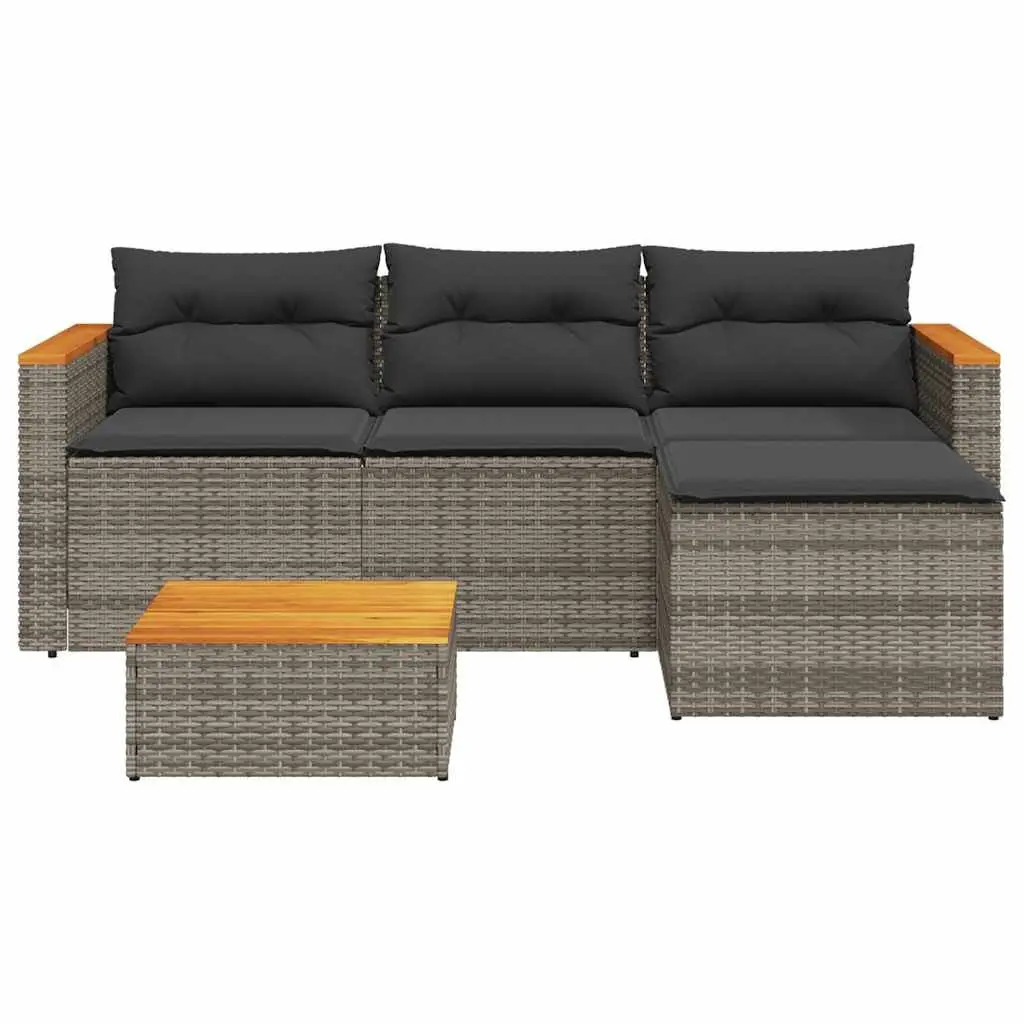 3 Piece Outdoor Garden Sofa Set for Patio Grey Poly Rattan with Cushions