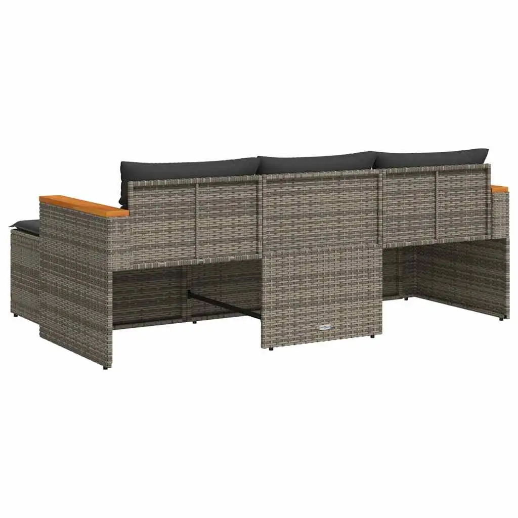 3 Piece Outdoor Garden Sofa Set for Patio Grey Poly Rattan with Cushions
