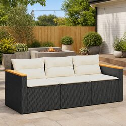 Specifications of the Black 3-Seater Garden Sofa with Cushions