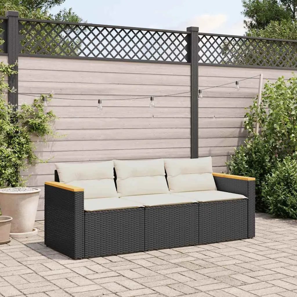3-Seater Garden Sofa Outdoor Patio Furniture Black