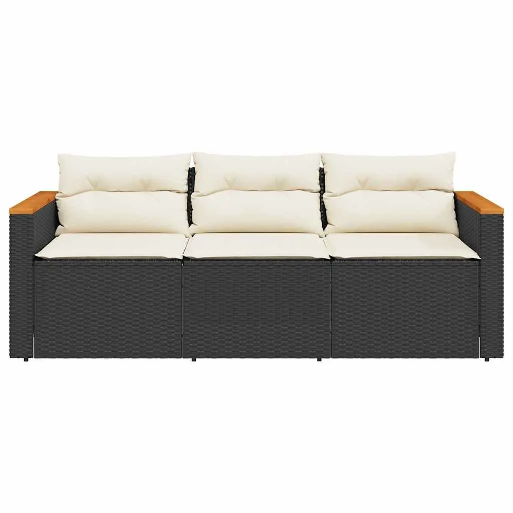 3-Seater Garden Sofa Outdoor Patio Furniture Black