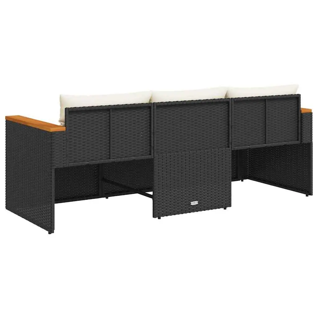 3-Seater Garden Sofa Outdoor Patio Furniture Black