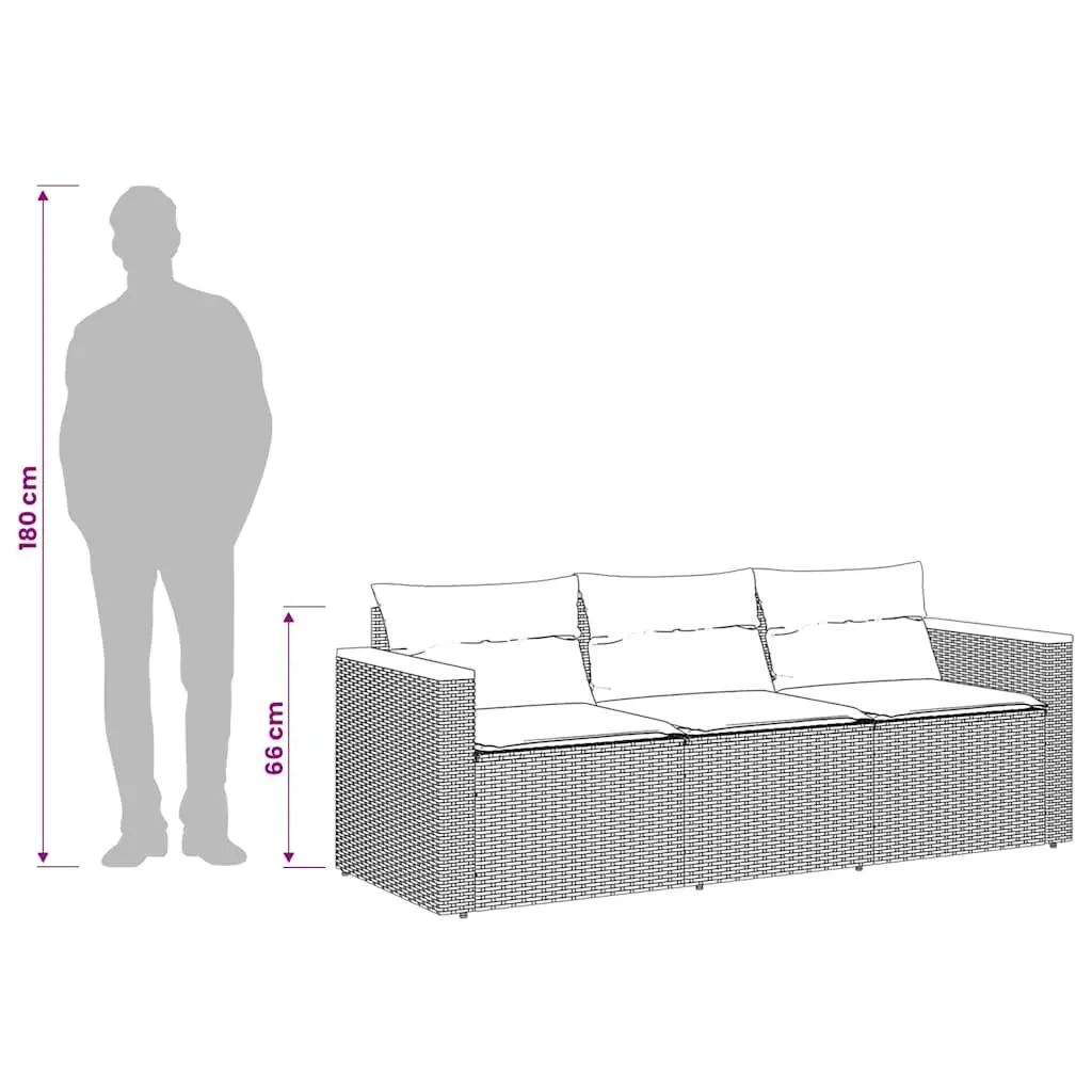 3-Seater Garden Sofa Outdoor Patio Furniture Black