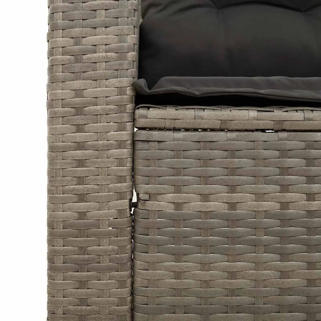 3-Seater Garden Sofa Outdoor Lounge Grey Poly Rattan with Cushions Patio
