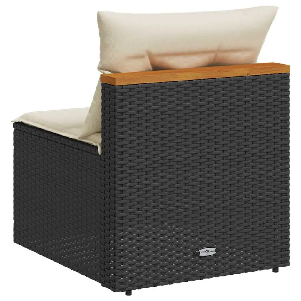 Modular Armless Sofas for Outdoor Garden Seating Black Rattan with Cushions 2 Pieces