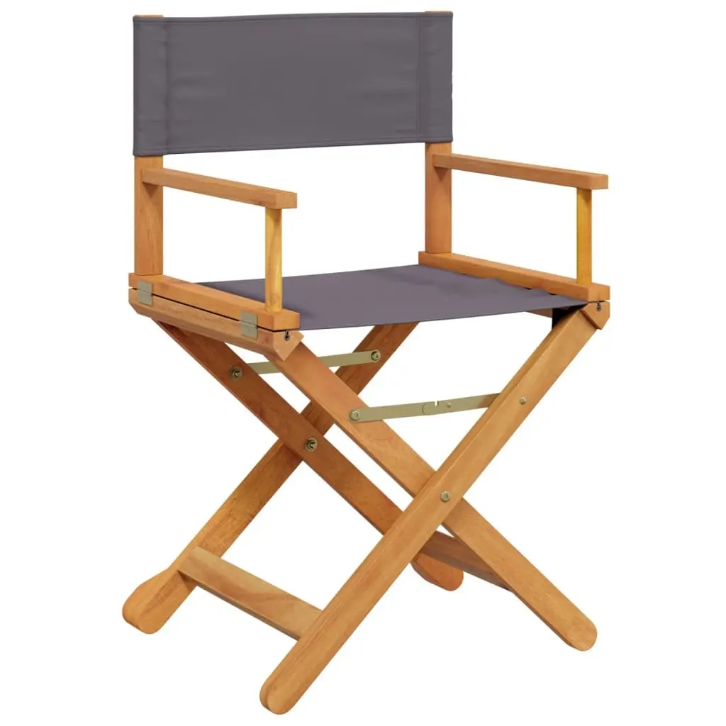 Folding Director Chair Set 2 pcs Grey Fabric Outdoor Garden Camping Portable