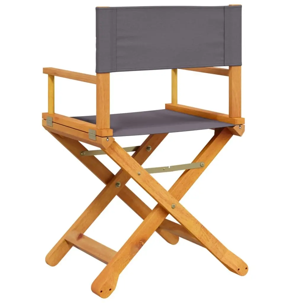 Folding Director Chair Set 2 pcs Grey Fabric Outdoor Garden Camping Portable