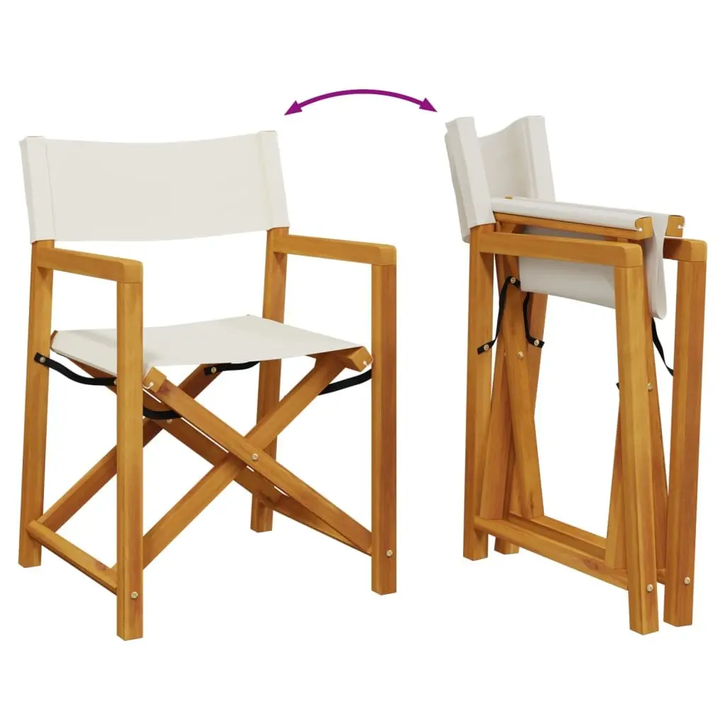 Folding Director Chairs Outdoor Garden Camping Cream 2 Pieces