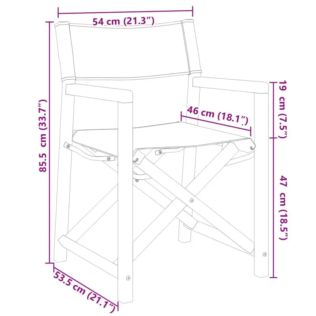 Folding Director Chairs Outdoor Garden Camping Cream 2 Pieces