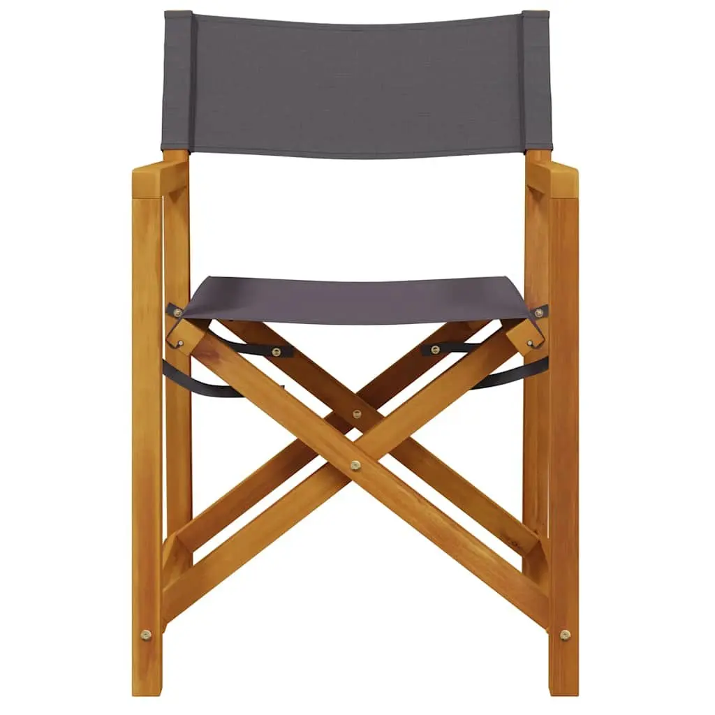 Folding Director Chairs Outdoor Garden 2 Piece Grey Fabric