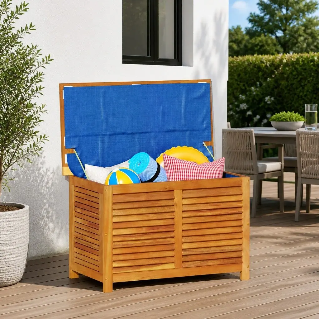 Garden Storage Box Outdoor 90x50x56cm Solid Wood Cushion Organiser