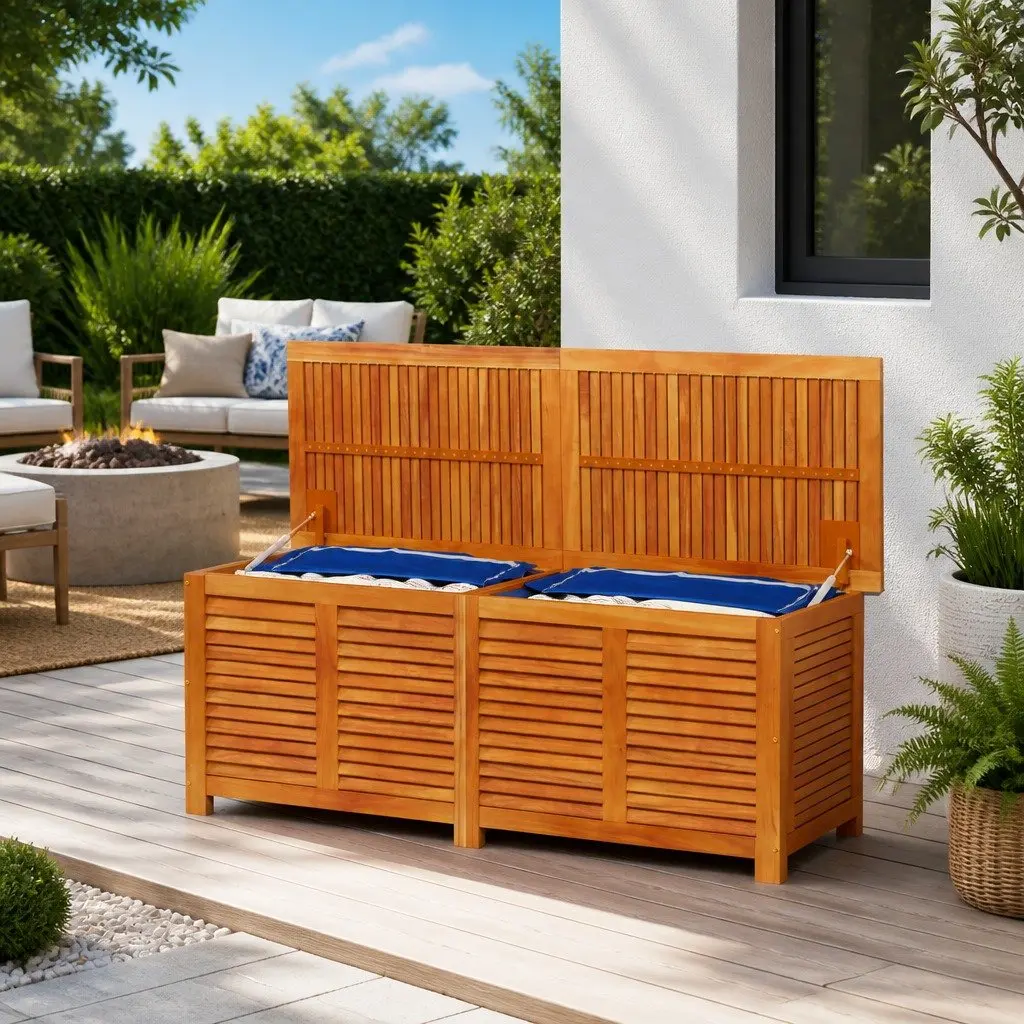 Garden Storage Box Outdoor Furniture 150x50x56cm Solid Acacia Wood Brown