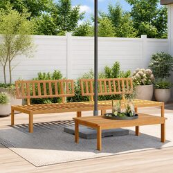 Outdoor Sectional Sofa Middle Unit Garden Pallet 2 pcs Solid Acacia Wood Brown