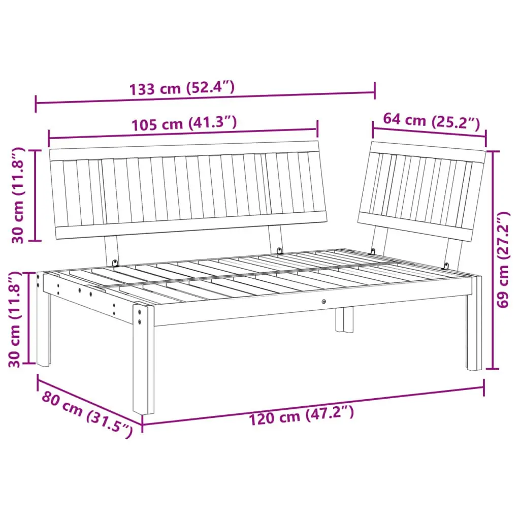 Garden Pallet Corner Sofa Outdoor Sectional Seating Modular Slatted Design