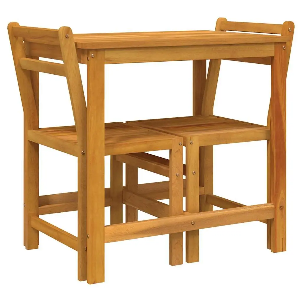 3 Piece Balcony Set Outdoor Furniture Solid Acacia Wood Brown Garden Patio