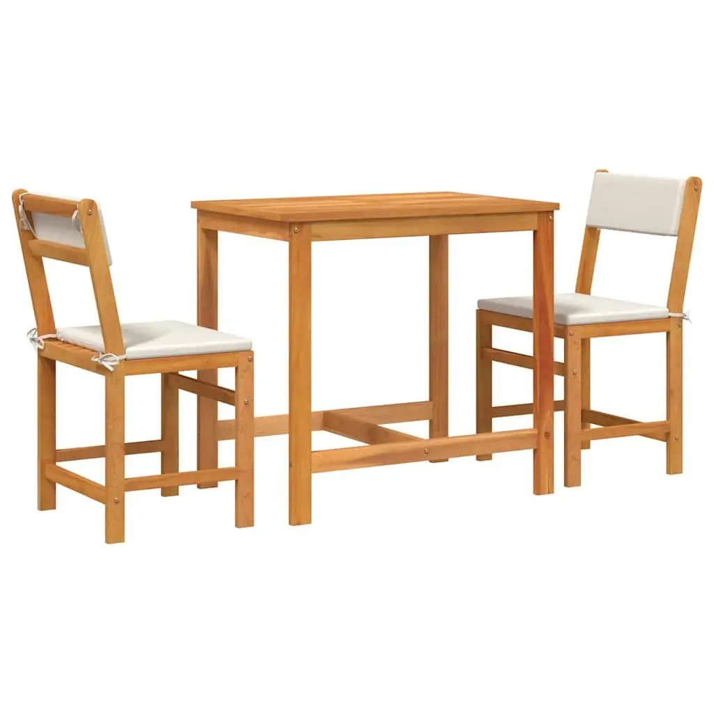 3 Piece Balcony Set with Cushions Solid Acacia Wood Outdoor Patio Furniture