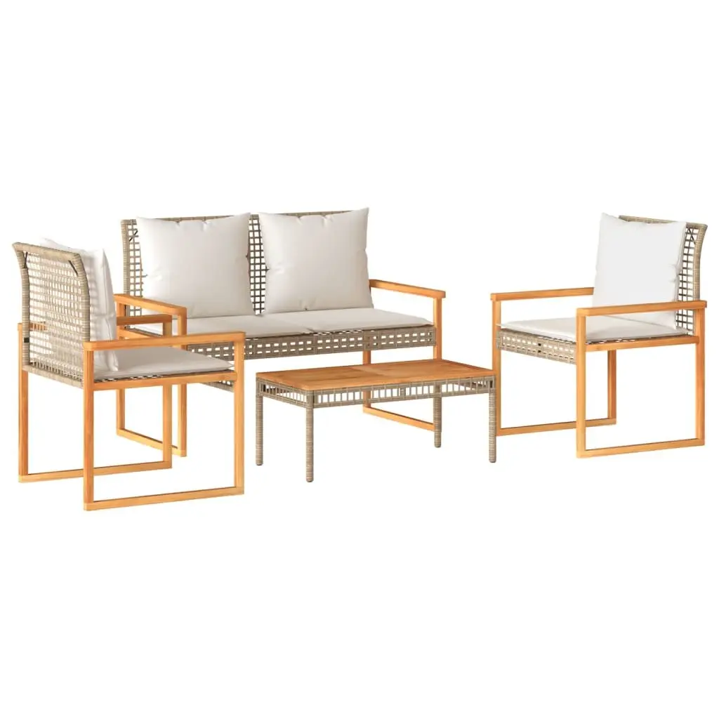 4 Piece Garden Lounge Set Outdoor Furniture Patio Sofa Chair Beige