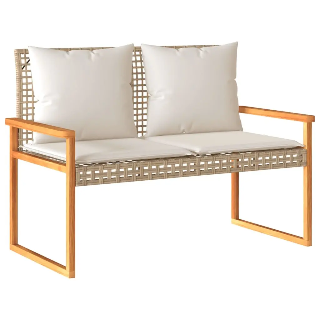 Outdoor Garden Bench with Beige Cushion