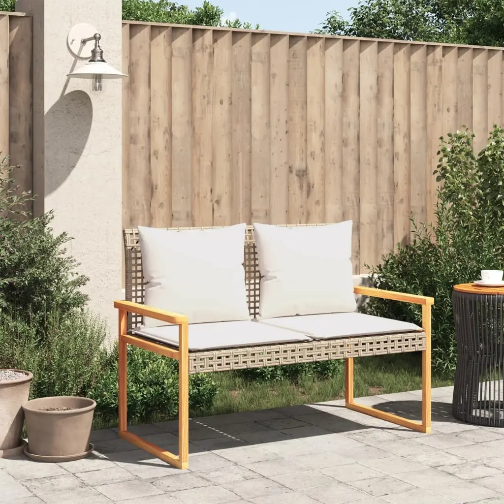 Outdoor Garden Bench with Beige Cushion