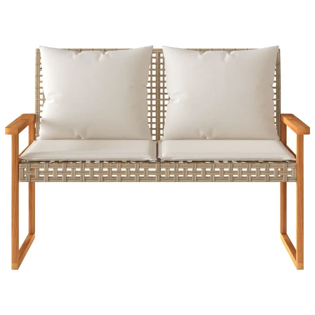 Outdoor Garden Bench with Beige Cushion