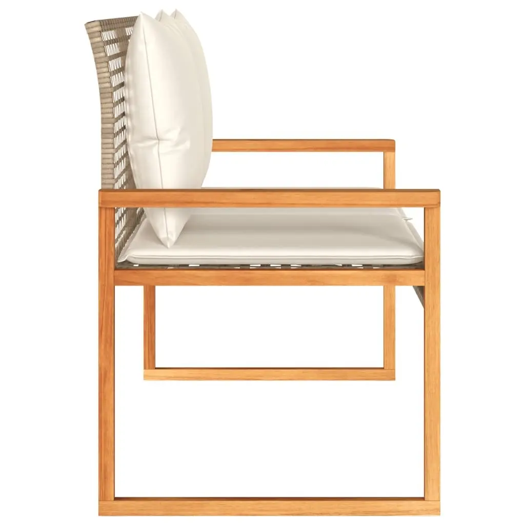 Outdoor Garden Bench with Beige Cushion