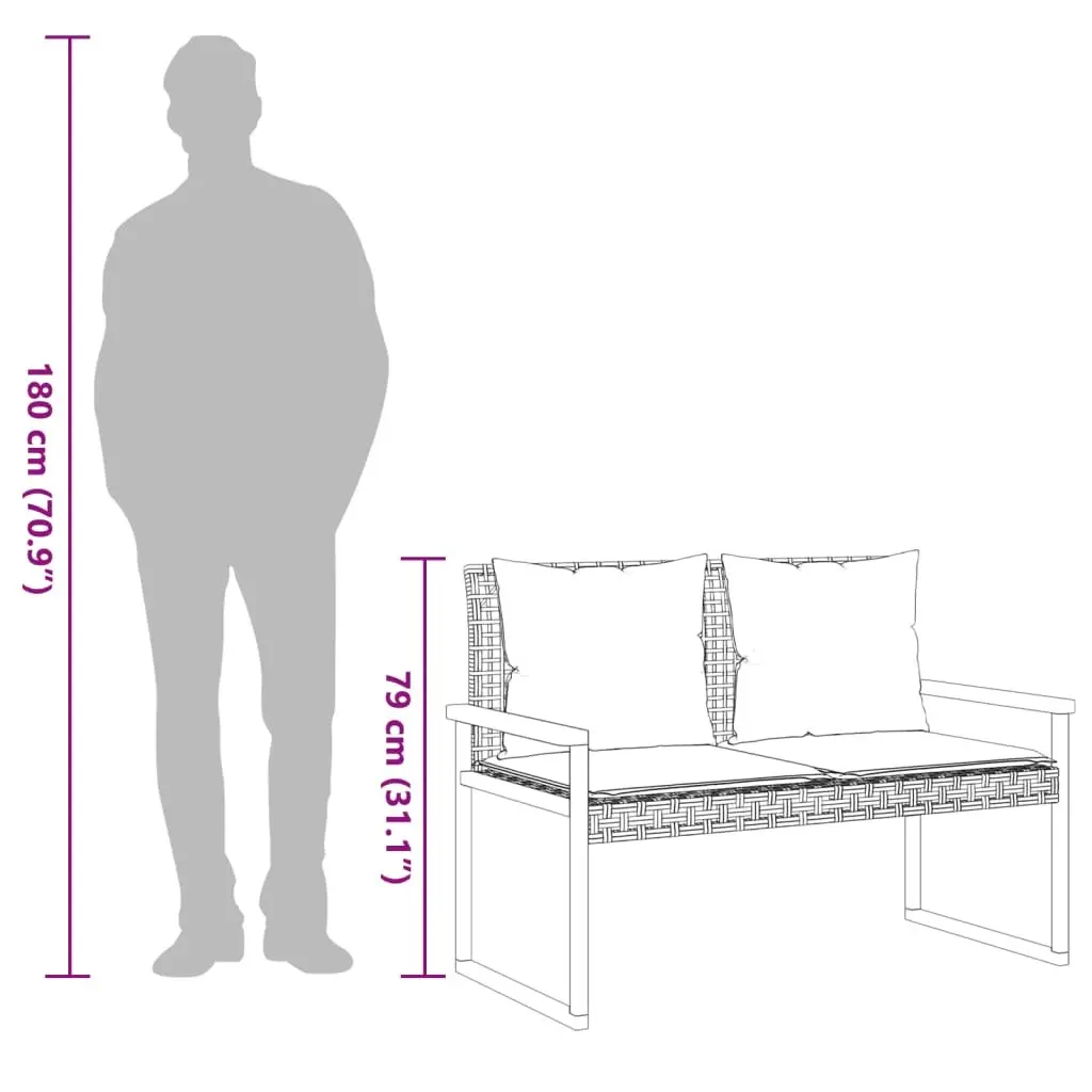 Outdoor Garden Bench with Beige Cushion