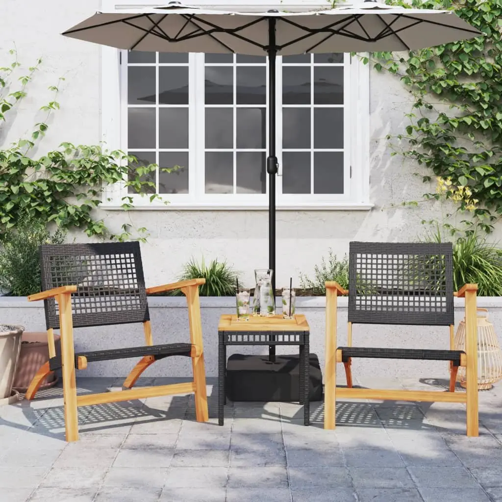 Garden Table Outdoor Patio Furniture Black Acacia Wood 38 x 38 x 42 cm