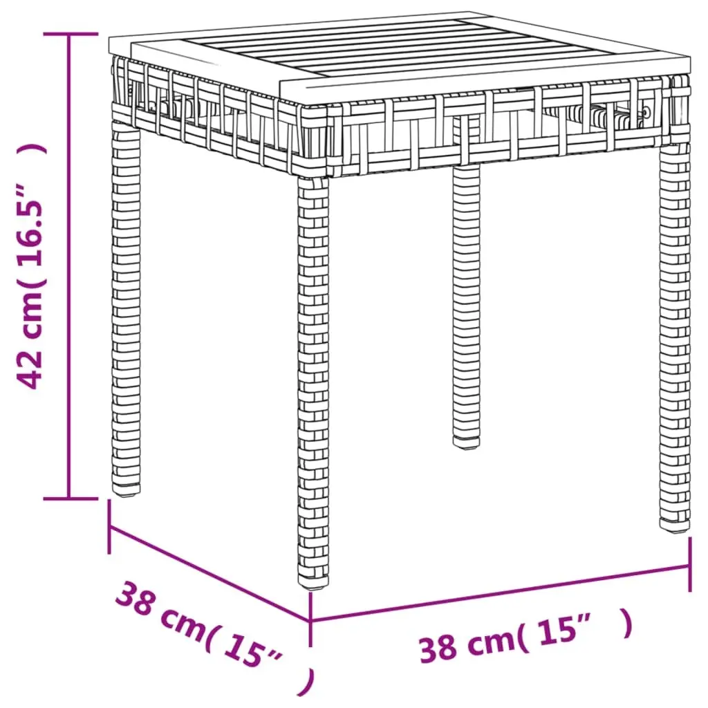 Garden Table Outdoor Patio Furniture Black Acacia Wood 38 x 38 x 42 cm