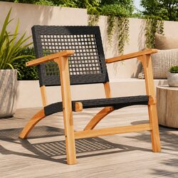 Outdoor Chairs Set 2: PE Rattan, Metal & Wood Frame