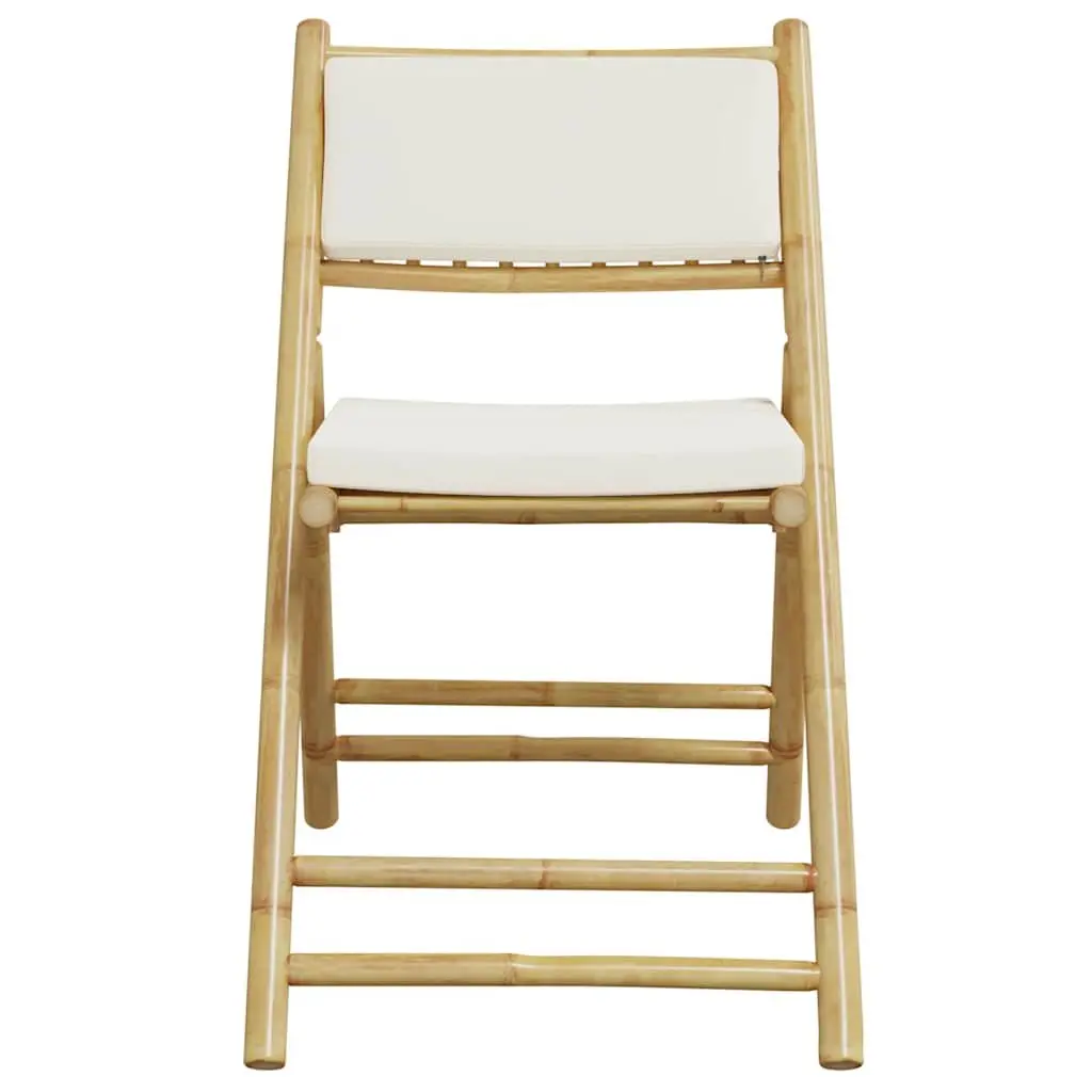 Folding Bistro Chairs Outdoor Garden Seating Set of 2 Bamboo with Cushions
