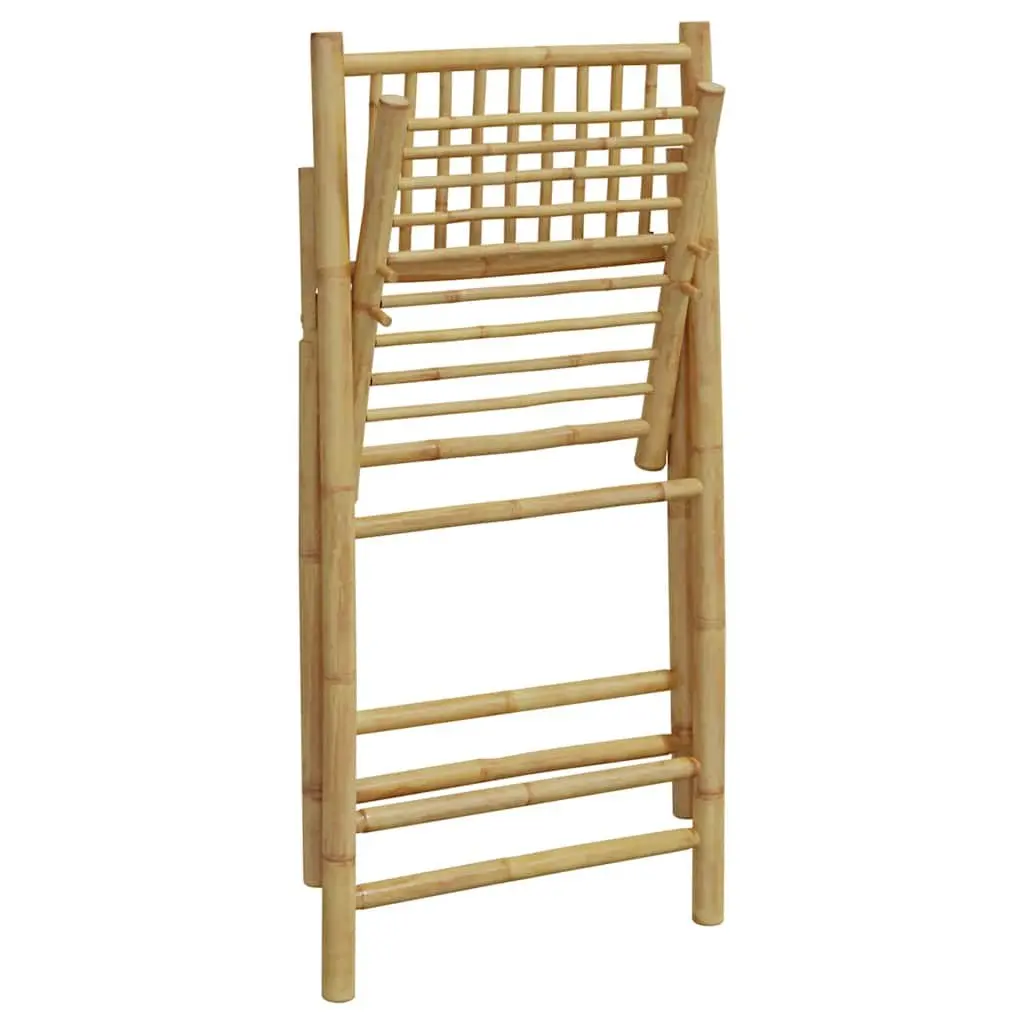 Folding Bistro Chairs Outdoor Garden Seating Set of 2 Bamboo with Cushions