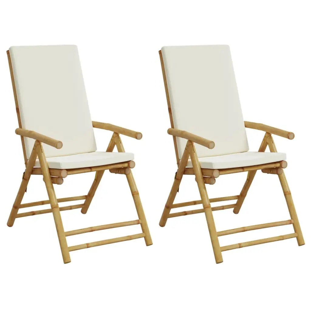 Folding Garden Reclining Chairs for Outdoor Use with Cushions Brown 2 Piece