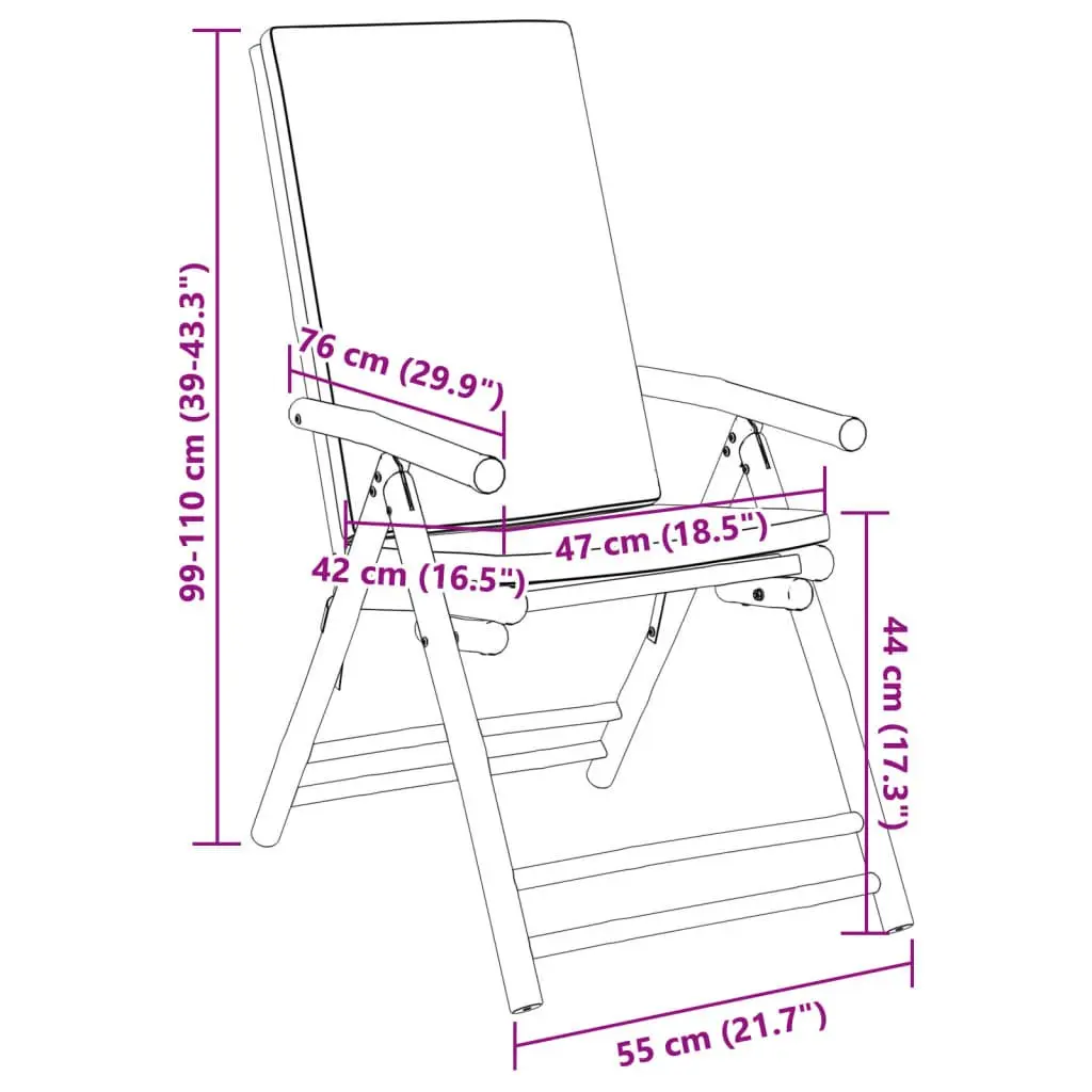 Folding Garden Reclining Chairs for Outdoor Use with Cushions Brown 2 Piece