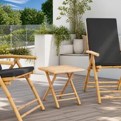 Outdoor Folding Table - 45x45x45 cm Brown Bamboo