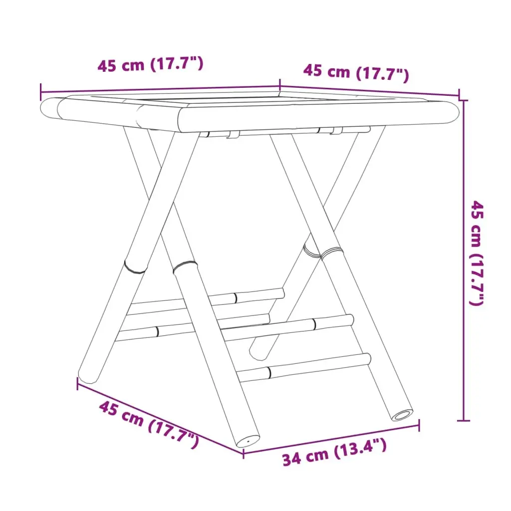Folding Garden Table 45x45x45 cm Outdoor Patio Furniture Brown Bamboo Slat
