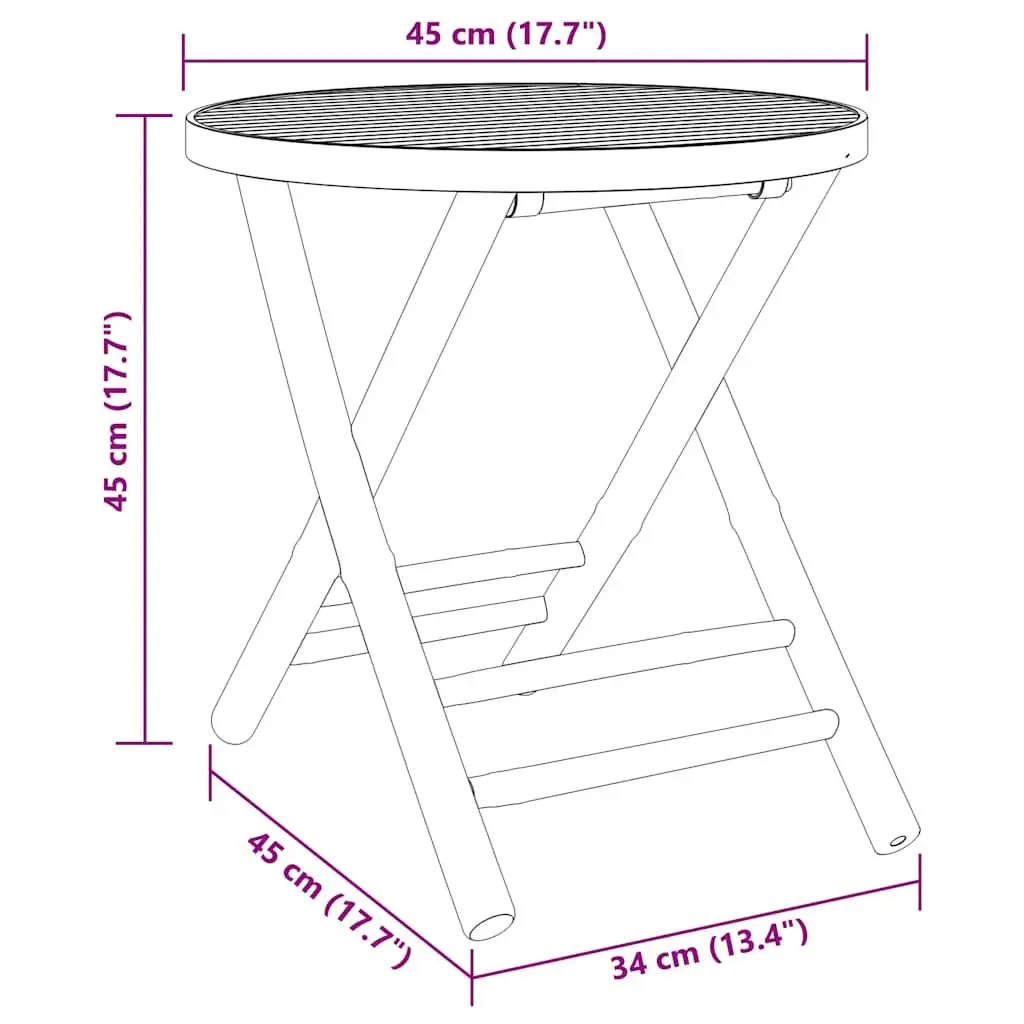 Folding Garden Table Brown Bamboo Outdoor Patio Furniture Portable Foldable