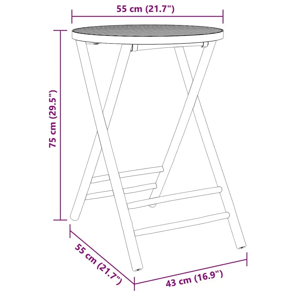 55cm Round Bamboo Folding Table for Outdoor Use